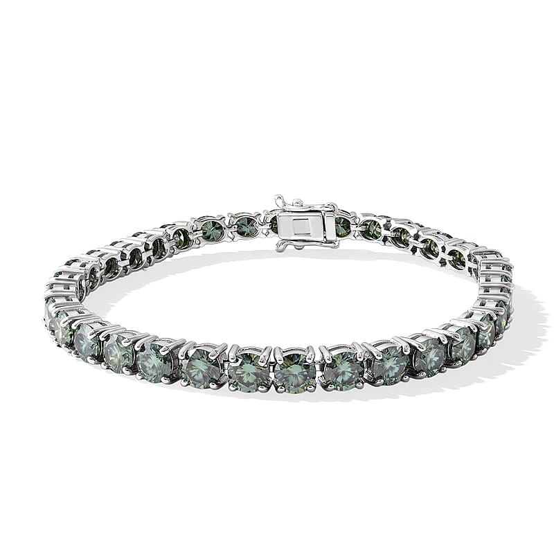 D'Joy Green Moissanite 15.65 ctw Bracelet in Rhodium Over Sterling Silver (6.50 In)