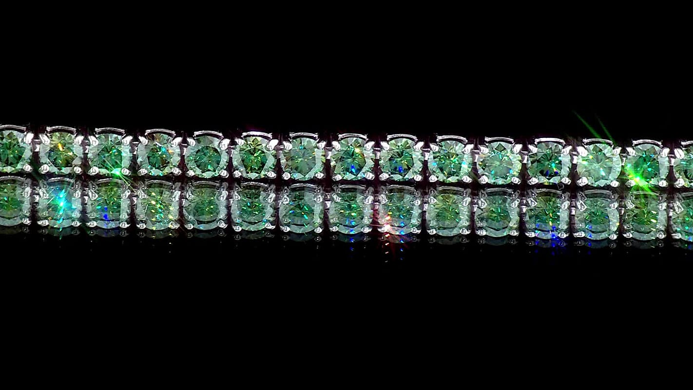 D''Joy Green Moissanite 15.65 ctw Bracelet in Rhodium Over Sterling Silver (6.50 In)