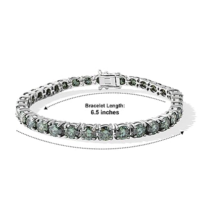 D'Joy Green Moissanite 15.65 ctw Bracelet in Rhodium Over Sterling Silver (6.50 In)