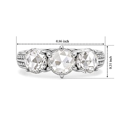 EverTrue Simulated Diamond 3 Stone Ring in Stainless Steel (Size 5.0)