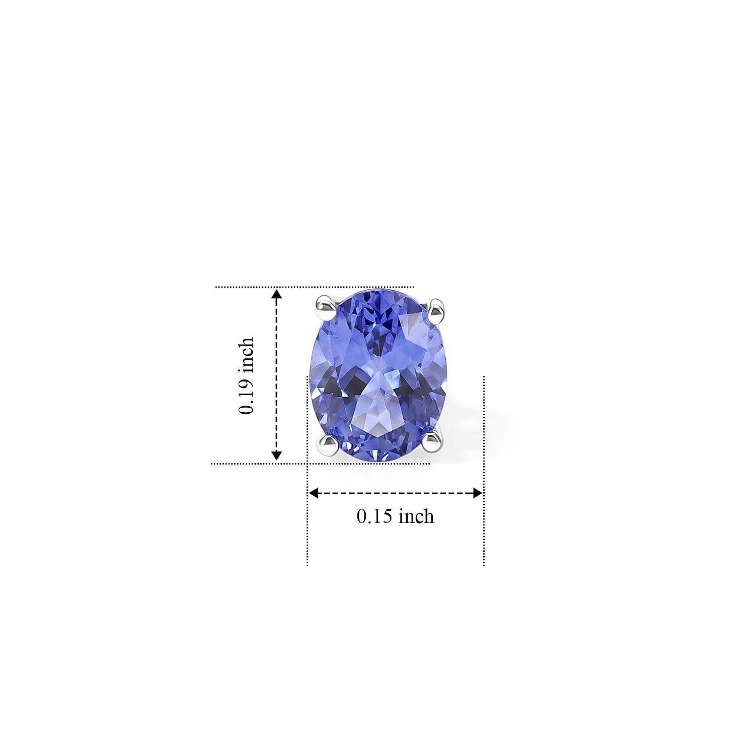 D'Joy Tanzanite 0.80 ctw Stud Earrings in Rhodium Over Sterling Silver