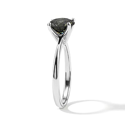 D'Joy Green Moissanite 2.00 ctw Ring in Rhodium Over Sterling Silver (Size 5.0)
