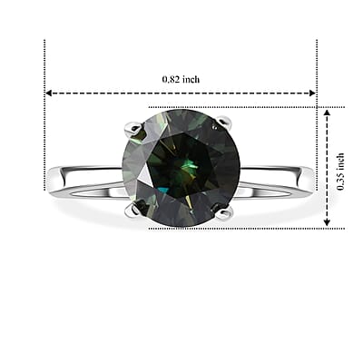 D'Joy Green Moissanite 2.00 ctw Ring in Rhodium Over Sterling Silver (Size 5.0)