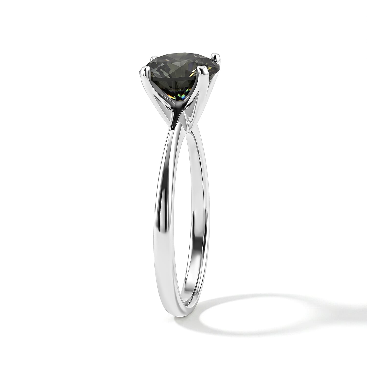 D'Joy Green Moissanite 2.00 ctw Verdant Solitaire Ring in Rhodium Over Sterling Silver (Size 7.0)