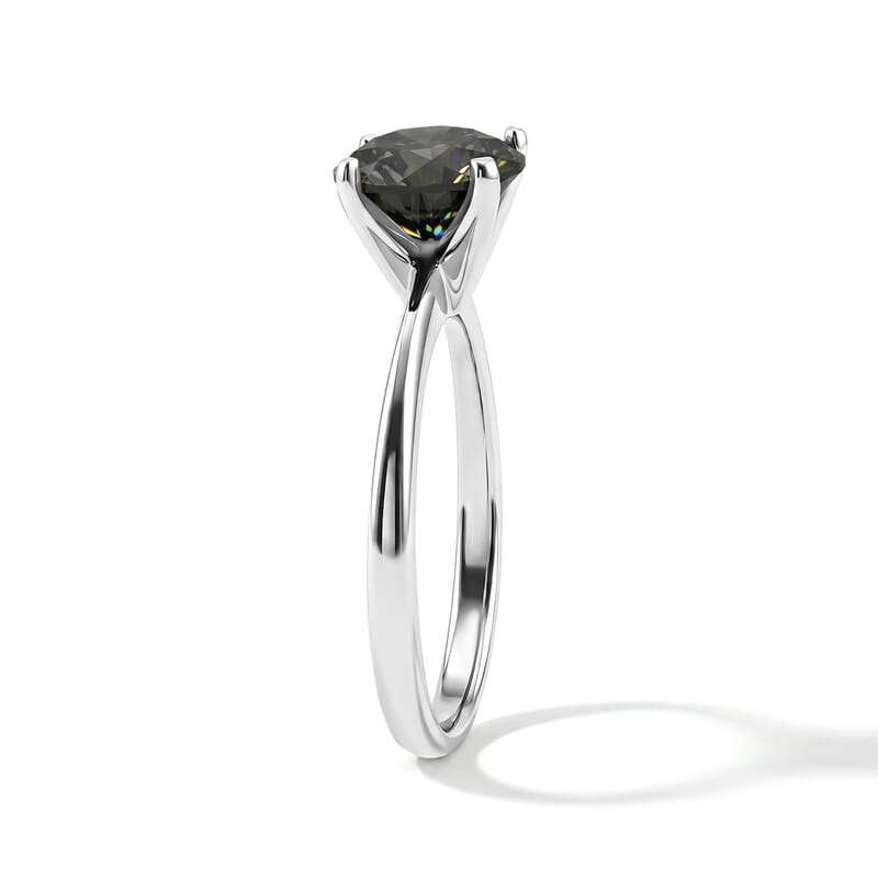 D'Joy Green Moissanite 2.00 ctw Verdant Solitaire Ring in Rhodium Over Sterling Silver (Size 7.0)