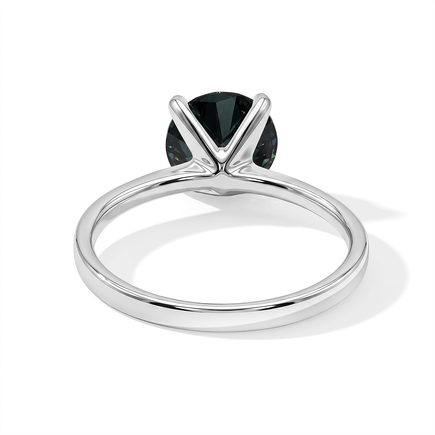 D'Joy Green Moissanite 2.00 ctw Verdant Solitaire Ring in Rhodium Over Sterling Silver (Size 7.0)