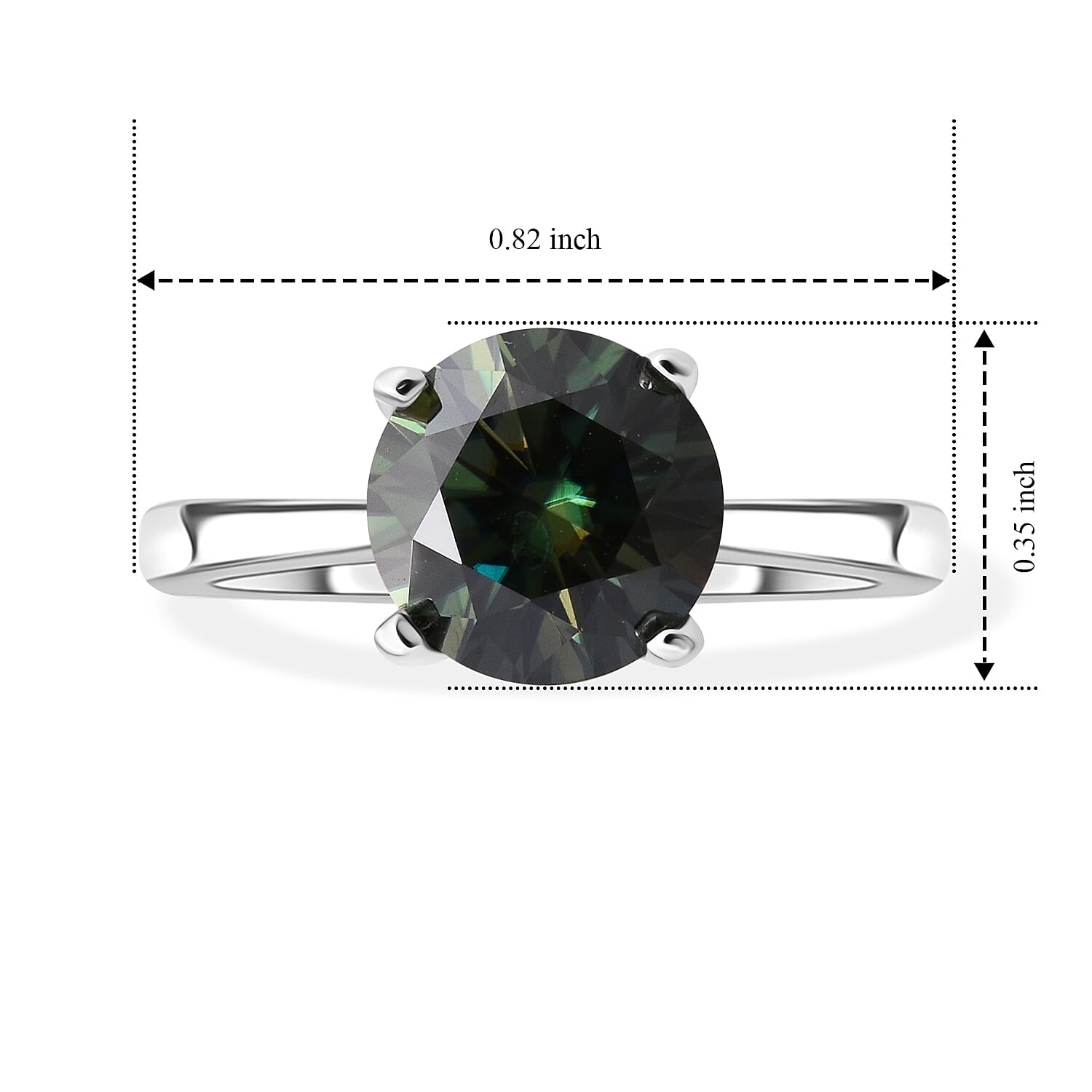 D'Joy Green Moissanite 2.00 ctw Verdant Solitaire Ring in Rhodium Over Sterling Silver (Size 7.0)