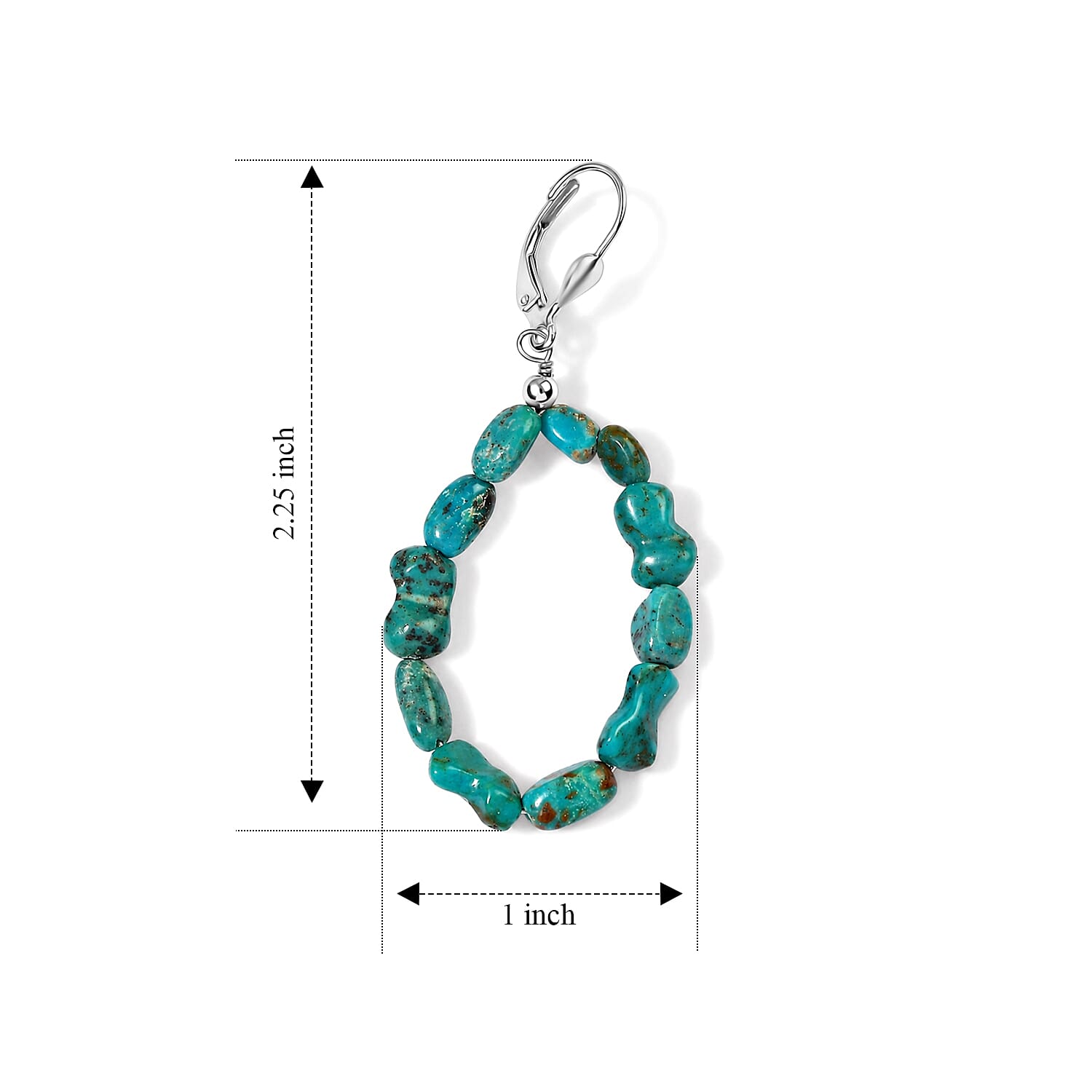 D'Joy Royal Hubei Turquoise 25.00 ctw Earrings in Rhodium Over Sterling Silver