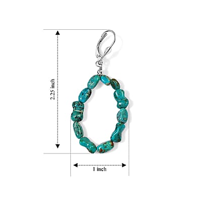 D'Joy Royal Hubei Turquoise 25.00 ctw Earrings in Rhodium Over Sterling Silver