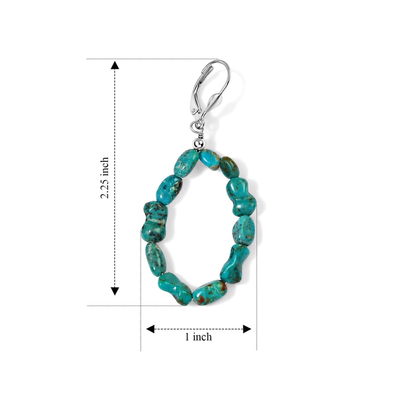 D'Joy Royal Hubei Turquoise 25.00 ctw Earrings in Rhodium Over Sterling Silver