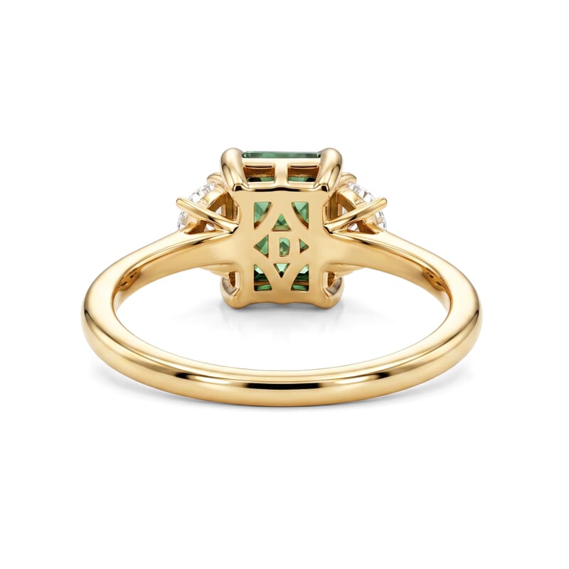 D'Joy Green and White Moissanite 2.10 ctw Verdant Trio Radiance Ring in 18K Vermeil YG Over Sterling Silver (Size 7.0)