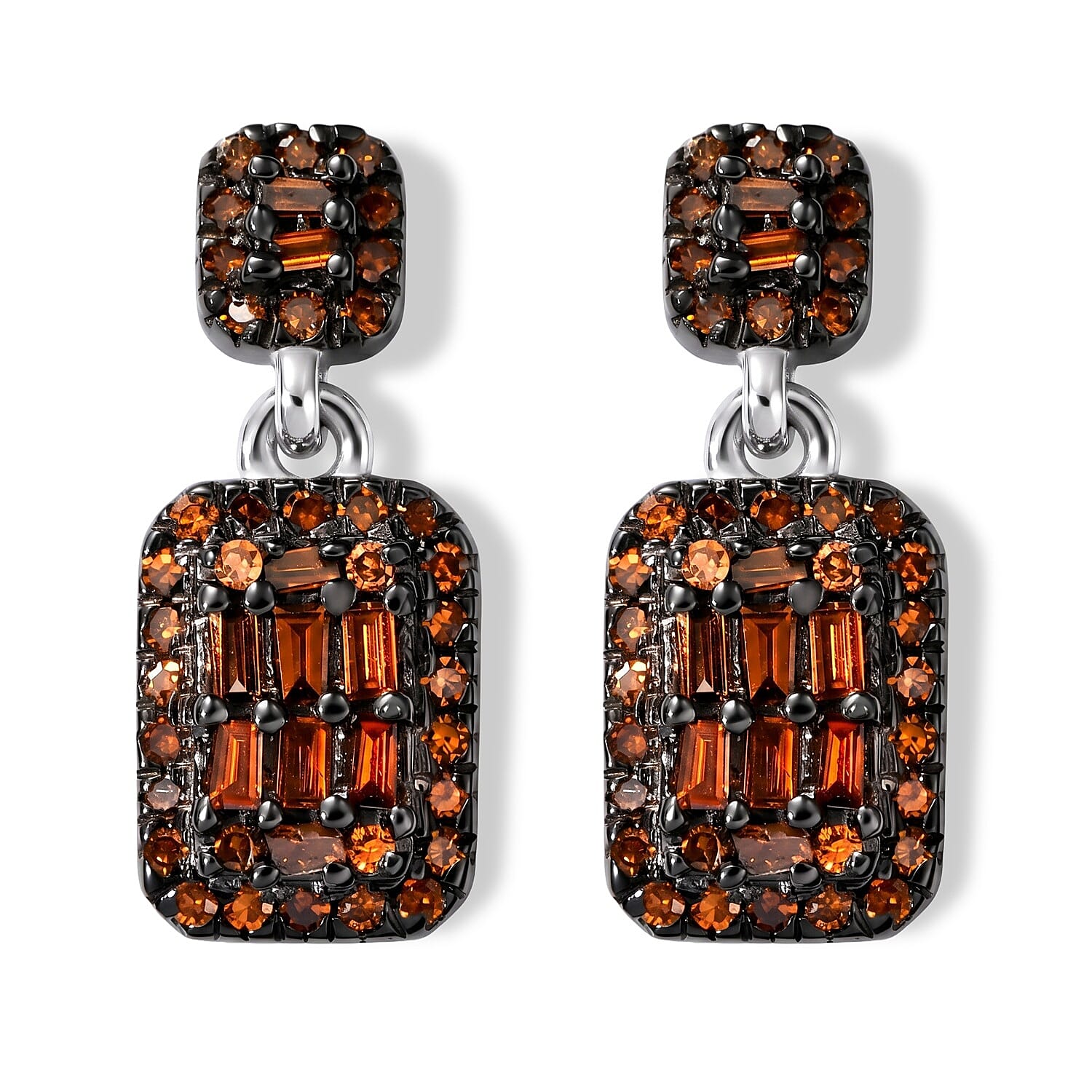 D''Joy Red Diamond (IR) 0.50 ctw Earrings in Rhodium Over Sterling Silver