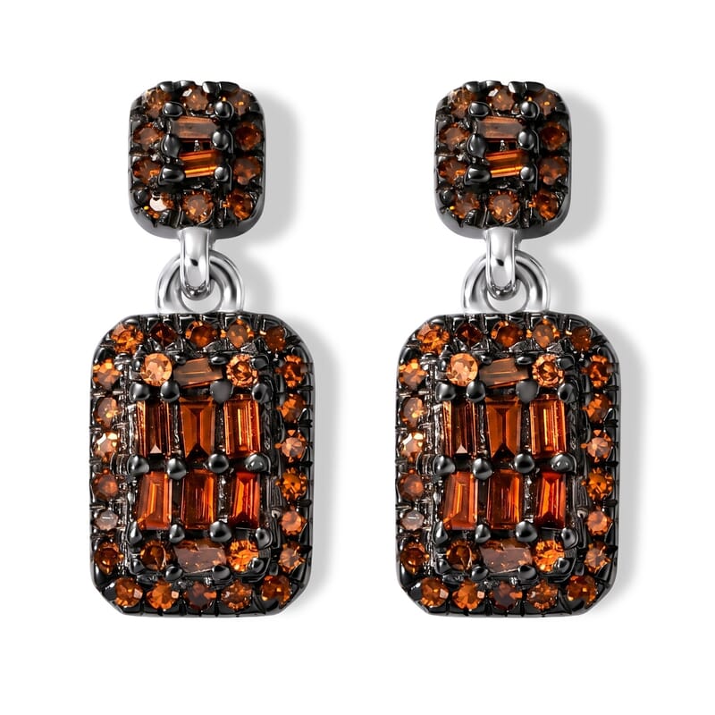 D'Joy Red Diamond (IR) 0.50 ctw Deco Royale Earrings in Rhodium Over Sterling Silver
