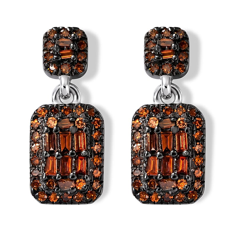 D'Joy Red Diamond (IR) 0.50 ctw Earrings in Rhodium Over Sterling Silver