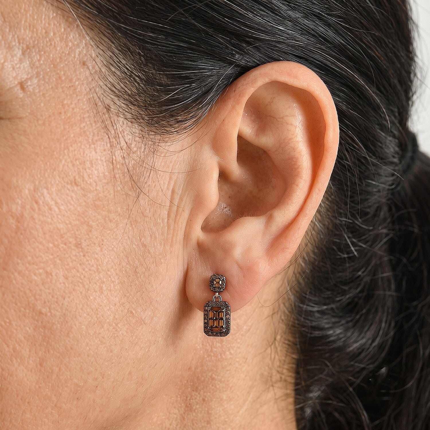 D'Joy Red Diamond (IR) 0.50 ctw Earrings in Rhodium Over Sterling Silver