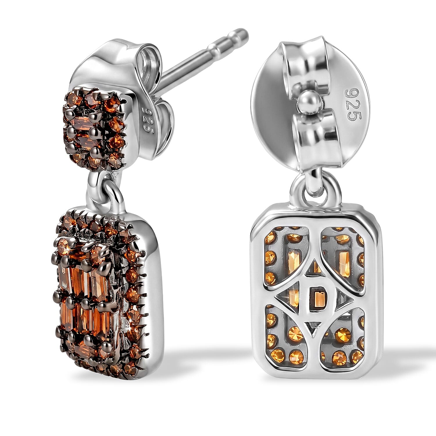 D'Joy Red Diamond (IR) 0.50 ctw Earrings in Rhodium Over Sterling Silver