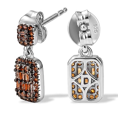 D'Joy Red Diamond (IR) 0.50 ctw Earrings in Rhodium Over Sterling Silver