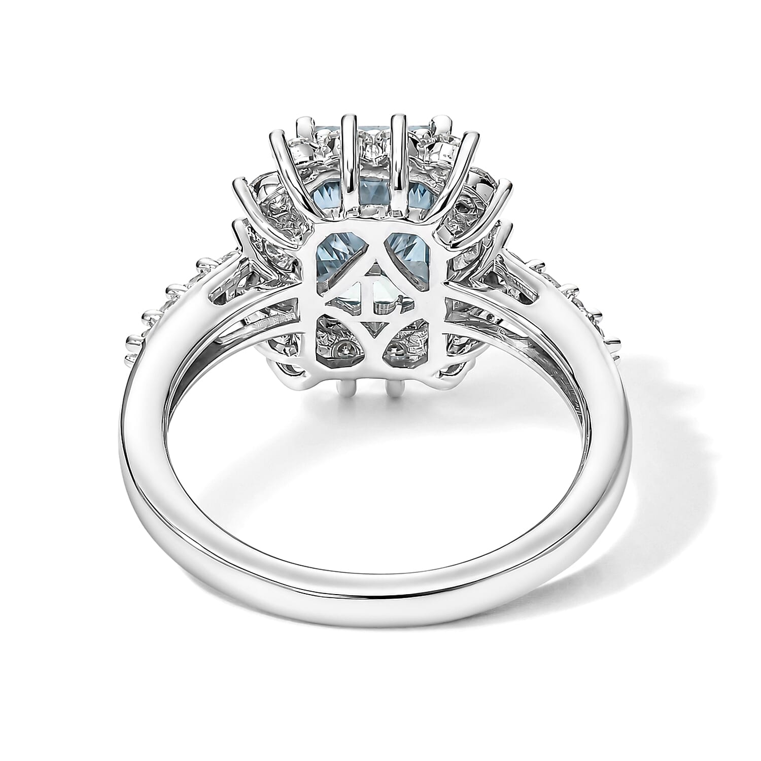 SGL Certified Luxuriant Lab Grown Blue Diamond (IR) and Lab Grown Diamond VS 3.00 ctw Always Together Halo Ring in Rhodium Over Sterling Silver (Size 6.0)