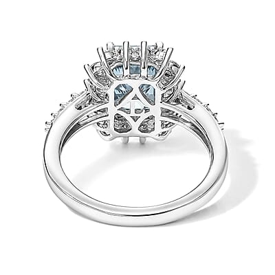 SGL Certified Luxuriant Lab Grown Blue Diamond (IR) and Lab Grown Diamond VS 3.00 ctw Always Together Halo Ring in Rhodium Over Sterling Silver (Size 6.0)