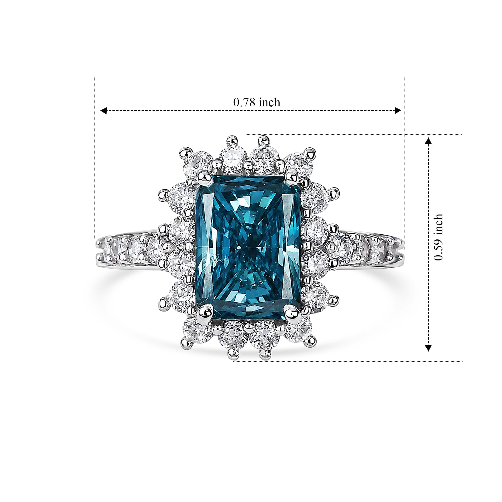 SGL Certified Luxuriant Lab Grown Blue Diamond (IR) and Lab Grown Diamond VS 3.00 ctw Always Together Halo Ring in Rhodium Over Sterling Silver (Size 6.0)