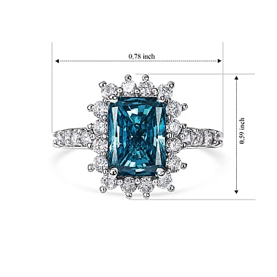 SGL Certified Luxuriant Lab Grown Blue Diamond (IR) and Lab Grown Diamond VS 3.00 ctw Always Together Halo Ring in Rhodium Over Sterling Silver (Size 6.0)