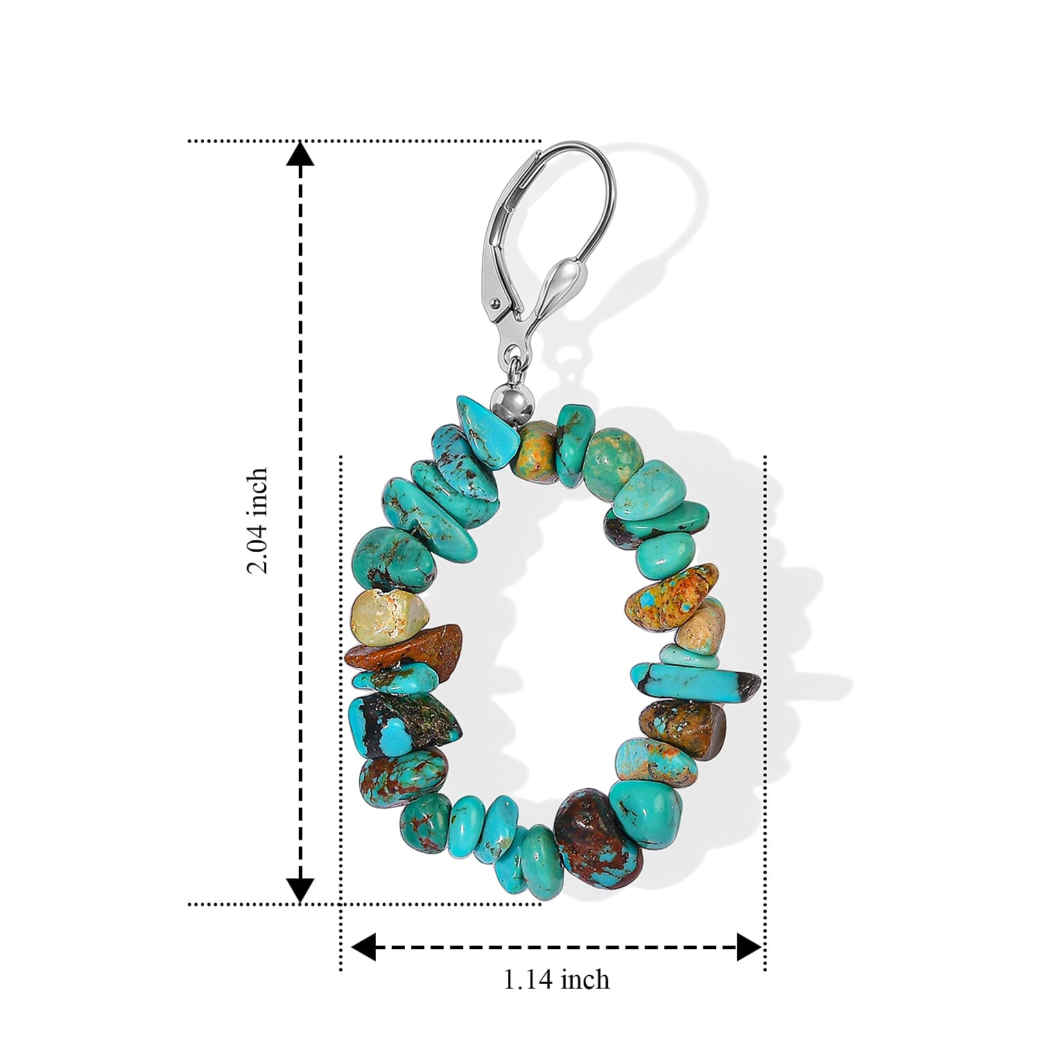 D'Joy Royal Hubei Blue Turquoise 35.00 ctw Earrings in Rhodium Over Sterling Silver