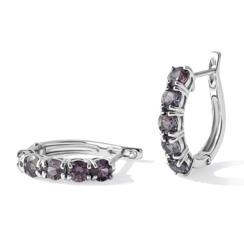 D'Joy Premium Shades of Natural Australian Sapphire 3.40 ctw Spectrum Line Earrings in Rhodium Over Sterling Silver