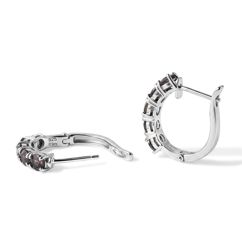 D'Joy Premium Shades of Natural Australian Sapphire 3.40 ctw Spectrum Line Earrings in Rhodium Over Sterling Silver