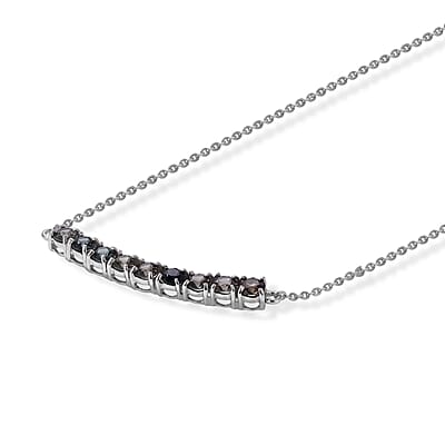D'Joy Premium Shades of Natural Australian Sapphire 3.00 ctw Necklace (20 Inches) in Rhodium Over Sterling Silver
