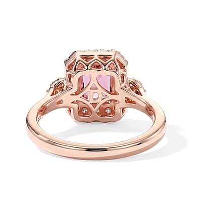 D'Joy Concave Cut Premium Tanzanian Raspberry Garnet and Moissanite 1.50 ctw Ring in 18K Vermeil Rose Gold Over Sterling Silver (Size 6.0)