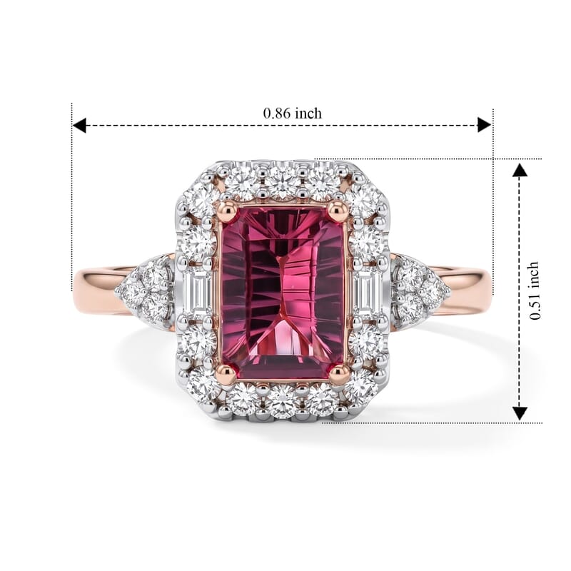D'Joy Concave Cut Premium Tanzanian Mahenge Garnet and Moissanite 1.50 ctw Ring in 18K Vermeil Rose Gold Over Sterling Silver (Size 6.0)