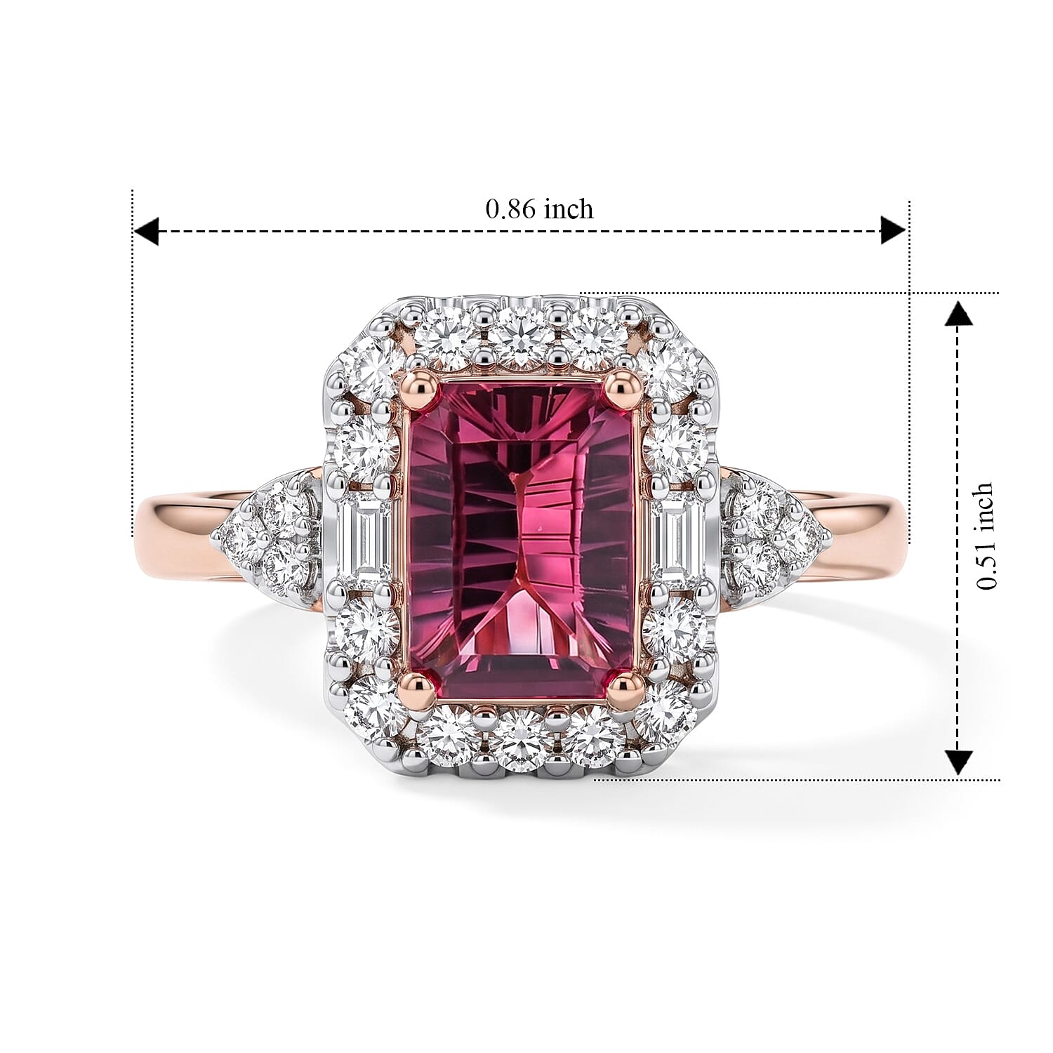D'Joy Concave Cut Premium Tanzanian Mahenge Garnet and Moissanite 1.50 ctw Ring in 18K Vermeil Rose Gold Over Sterling Silver (Size 7.0)