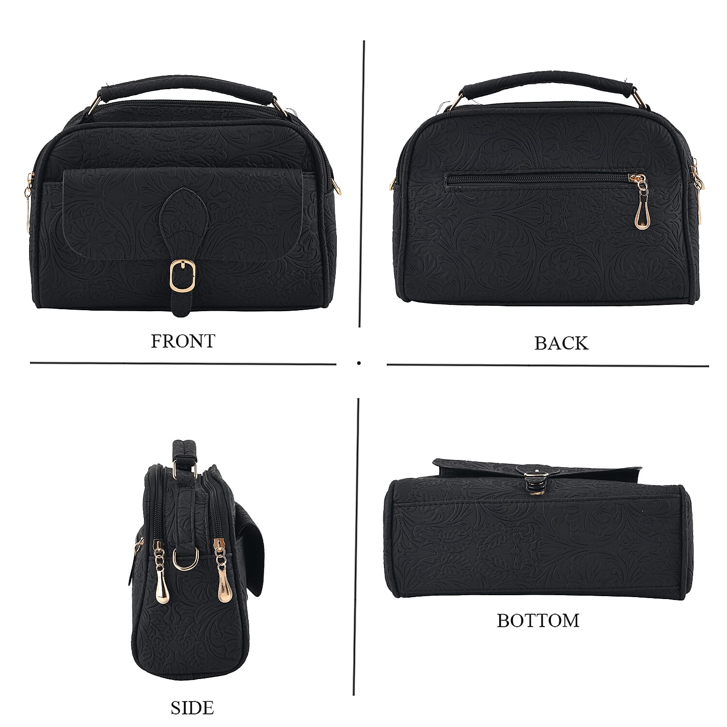 La Marey Black Faux Leather Set of 2 - Crossbody Bag and Wallet
