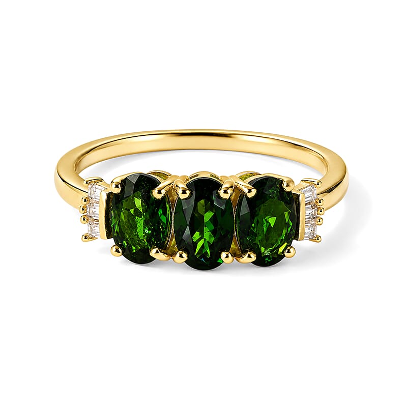 D'Joy Chrome Diopside and Moissanite 1.40 ctw Ring in 14K Yellow Gold Over Sterling Silver (Size 5.0)