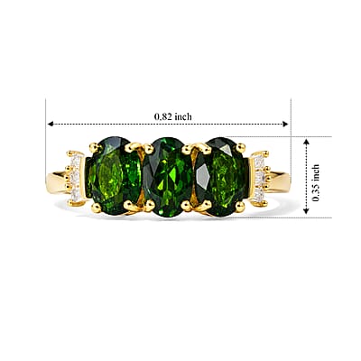 D'Joy Chrome Diopside and Moissanite 1.40 ctw Ring in 14K Yellow Gold Over Sterling Silver (Size 5.0)