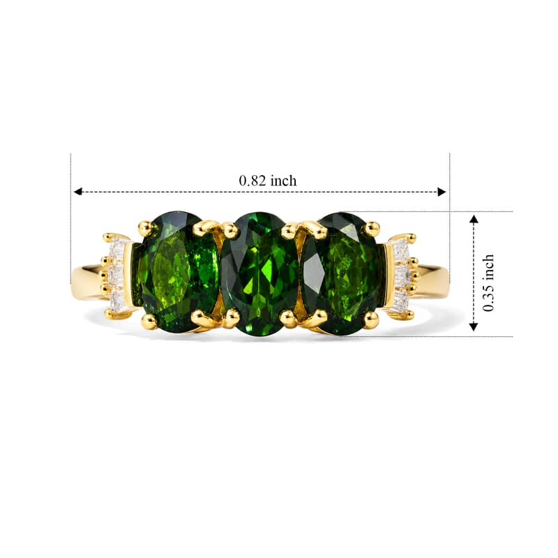 D'Joy Chrome Diopside and Moissanite 1.40 ctw Green Majesty Ring in 14K Yellow Gold Over Sterling Silver (Size 5.0)