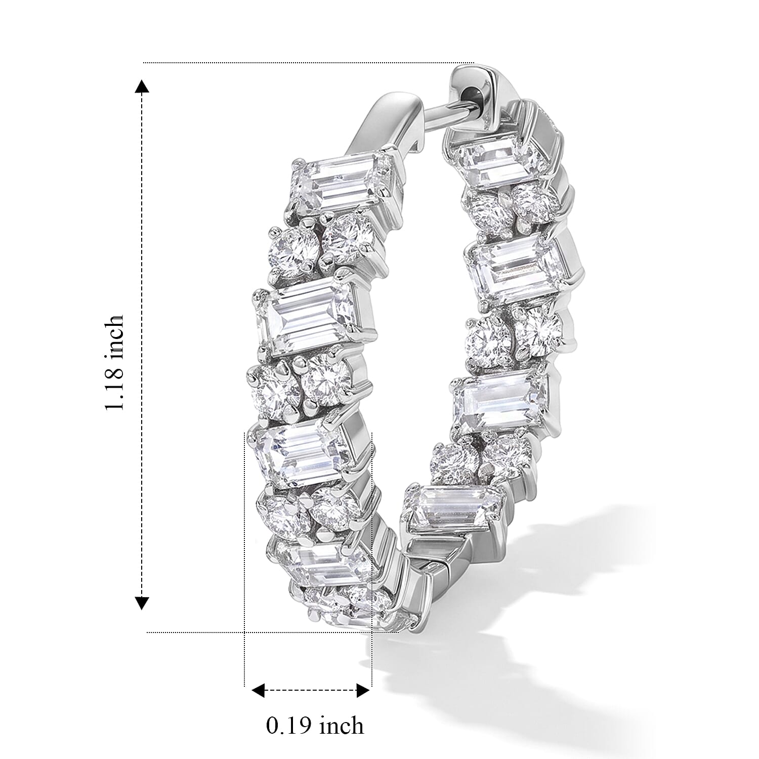 D'Joy Moissanite 6.70 ctw Hoop Earrings in Rhodium Over Sterling Silver