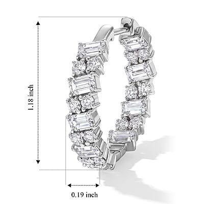 D'Joy Moissanite 6.70 ctw Hoop Earrings in Rhodium Over Sterling Silver