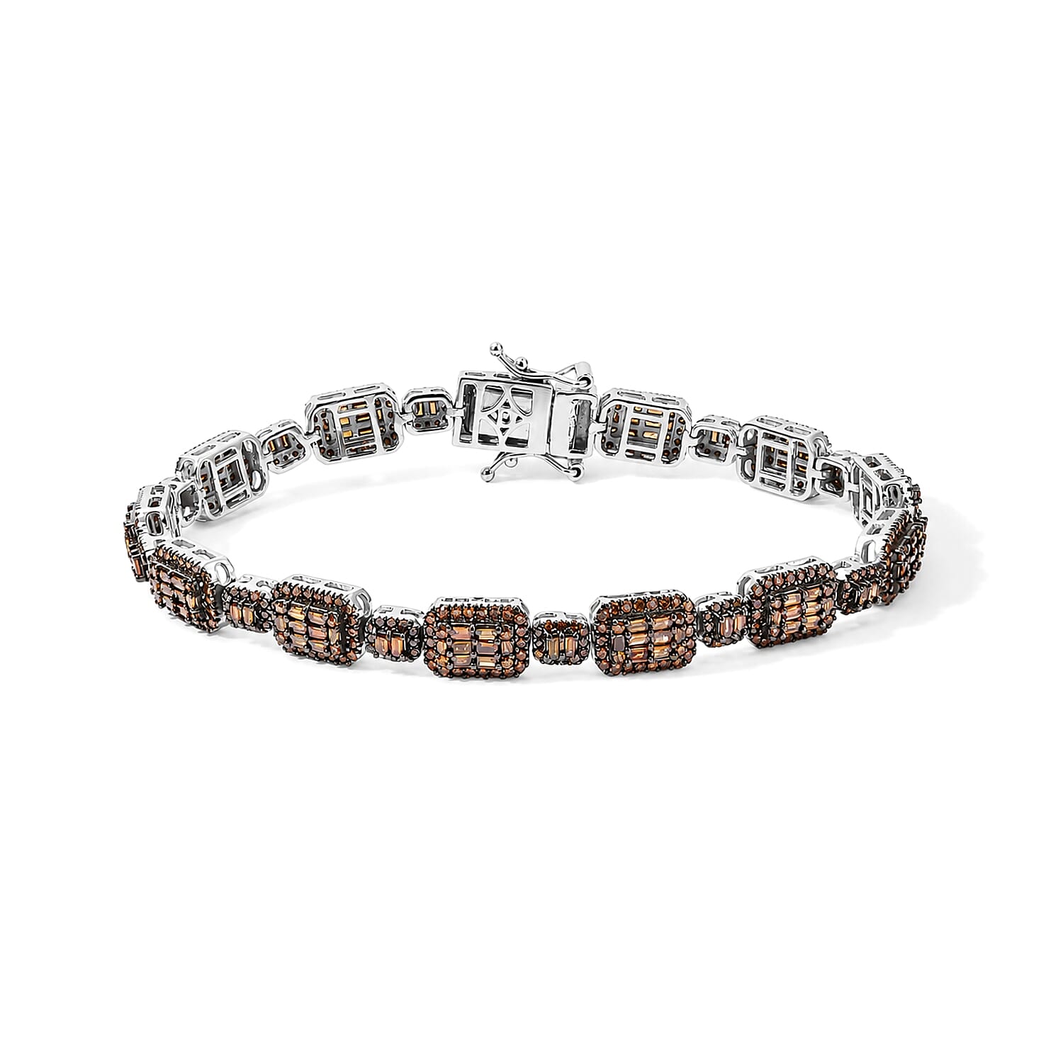 D''Joy Red Diamond 4.00 ctw Bracelet in Rhodium Over Sterling Silver (7.25 In)