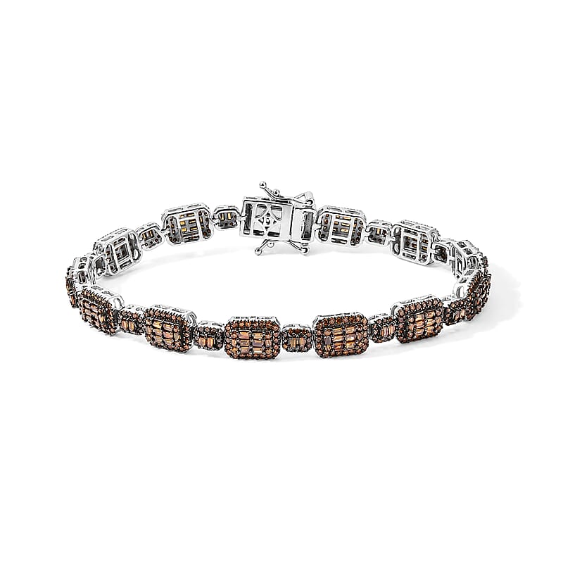 D'Joy Red Diamond 4.00 ctw Bracelet in Rhodium Over Sterling Silver (7.25 In)