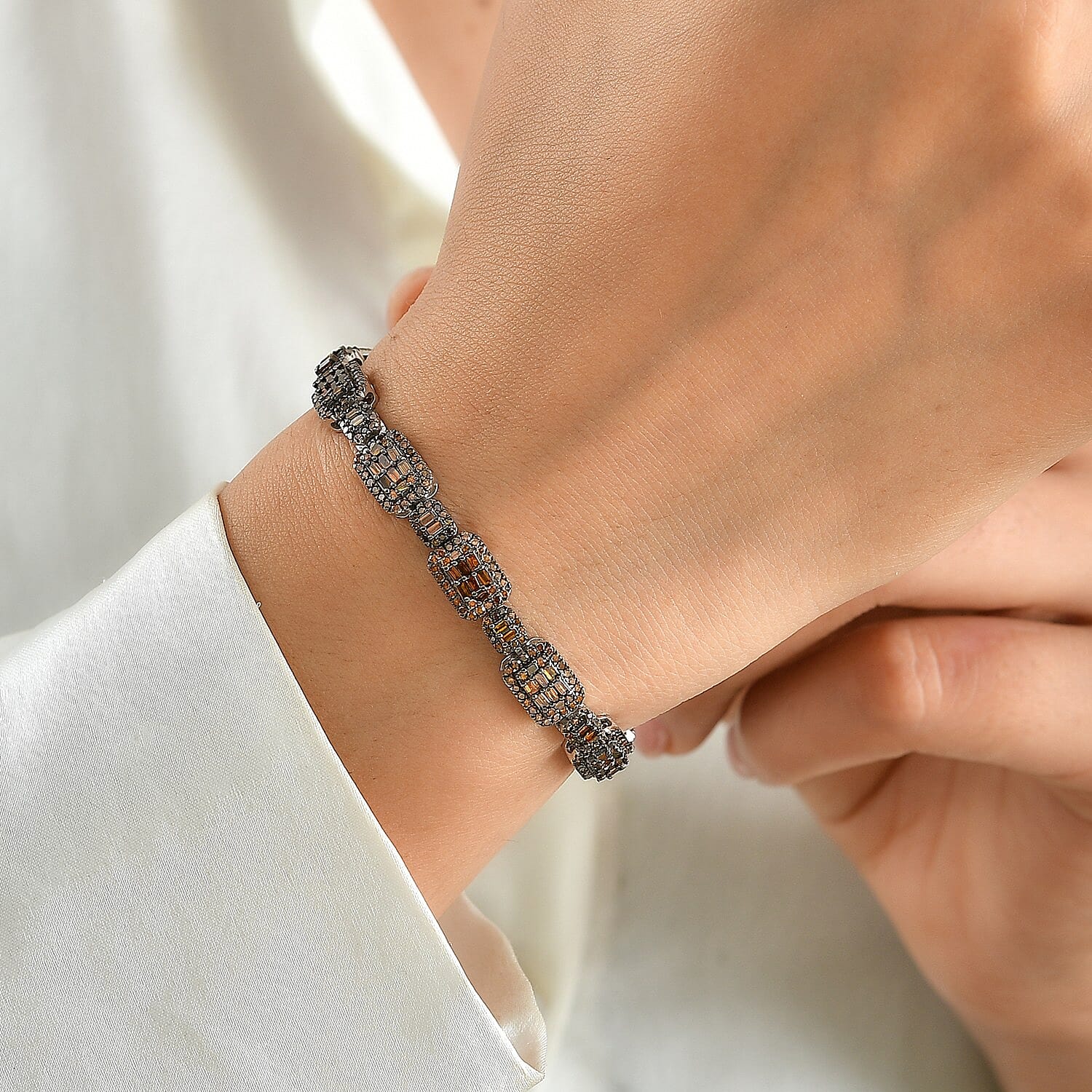 D'Joy Red Diamond 4.00 ctw Bracelet in Rhodium Over Sterling Silver (7.25 In)