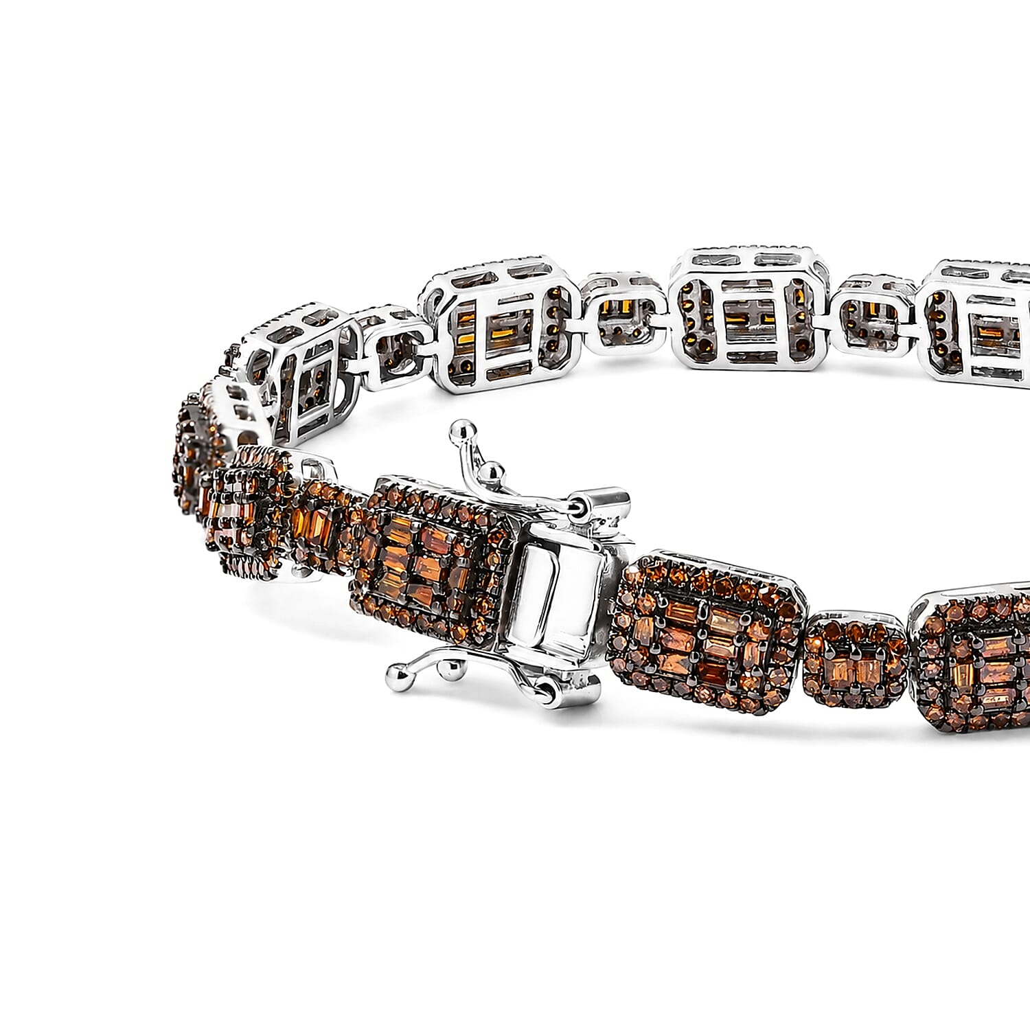 D'Joy Red Diamond 4.00 ctw Bracelet in Rhodium Over Sterling Silver (7.25 In)