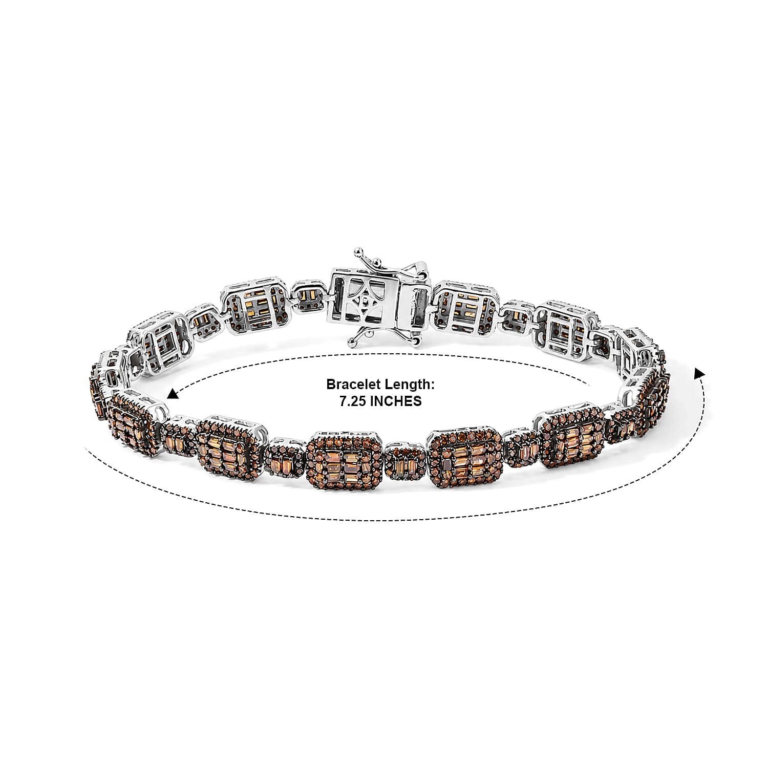D'Joy Red Diamond 4.00 ctw Bracelet in Rhodium Over Sterling Silver (7.25 In)