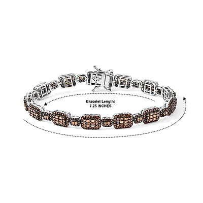 D'Joy Red Diamond 4.00 ctw Bracelet in Rhodium Over Sterling Silver (7.25 In)