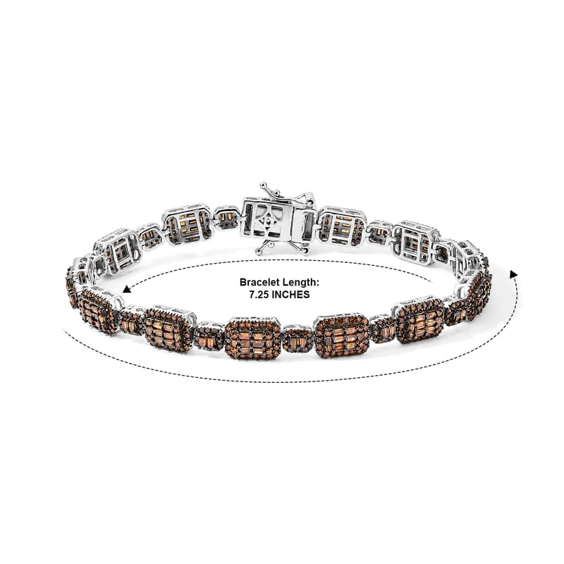 D'Joy Red Diamond 4.00 ctw Deco Royale Bracelet in Rhodium Over Sterling Silver (7.25 In)