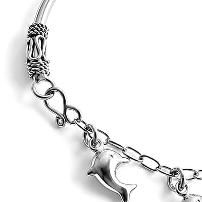 D'Joy Dolphin Charm Bracelet in Sterling Silver (7.00 In) 11.80 Grams