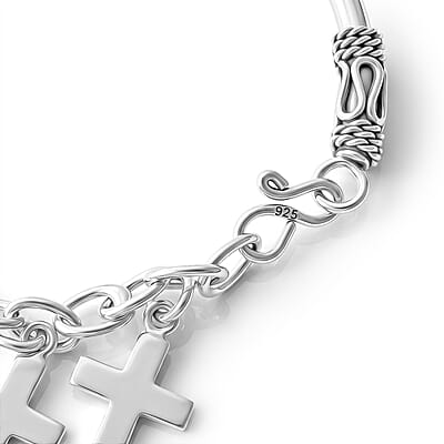 D'Joy Cross Charm Bracelet in Sterling Silver (7.00 In) 11.70 Grams