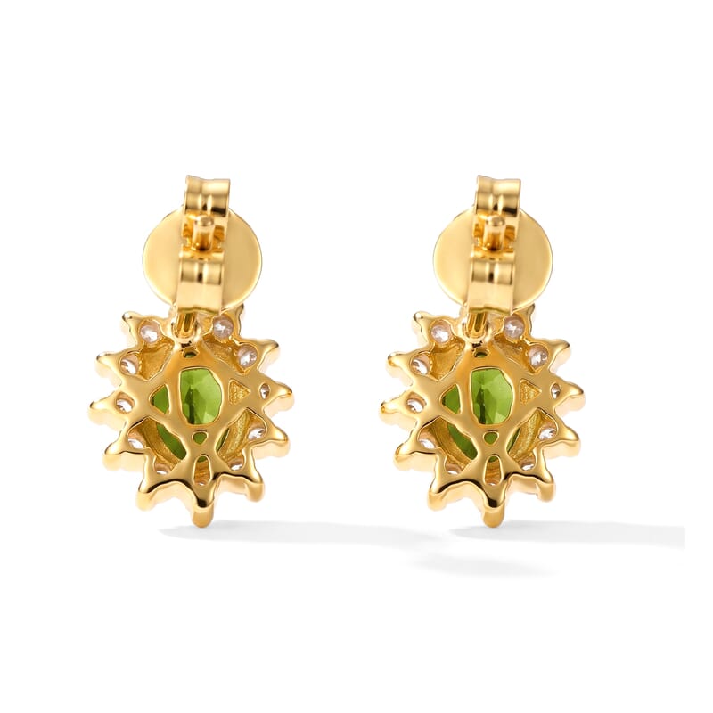 D'Joy Chrome Diopside and Moissanite 2.00 ctw Stud Earrings in 14K Yellow Gold Over Sterling Silver