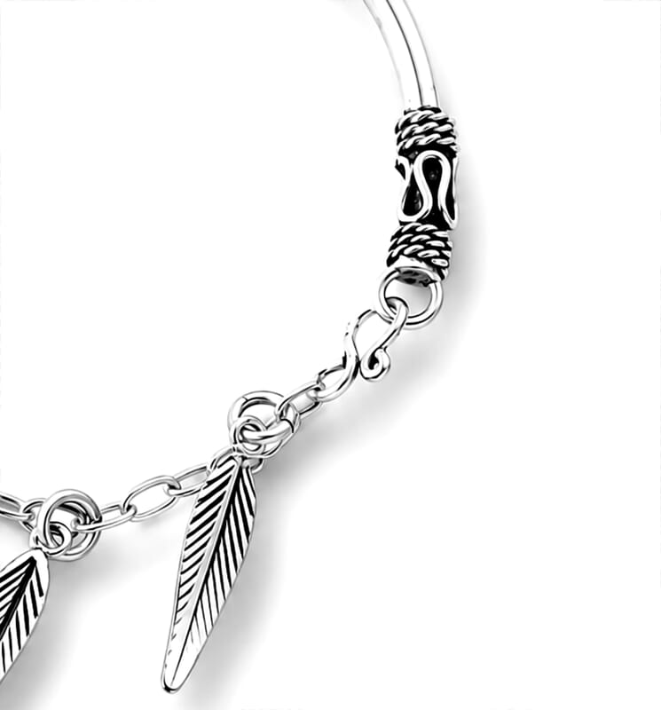D'Joy Leaf Charm Bracelet in Sterling Silver (7.00 In) 9.15 Grams