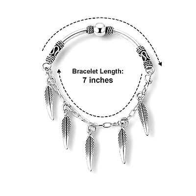 D'Joy Leaf Charm Bracelet in Sterling Silver (7.00 In) 9.15 Grams